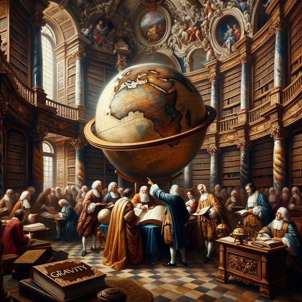 the discovery of gravity, painting, baroque style